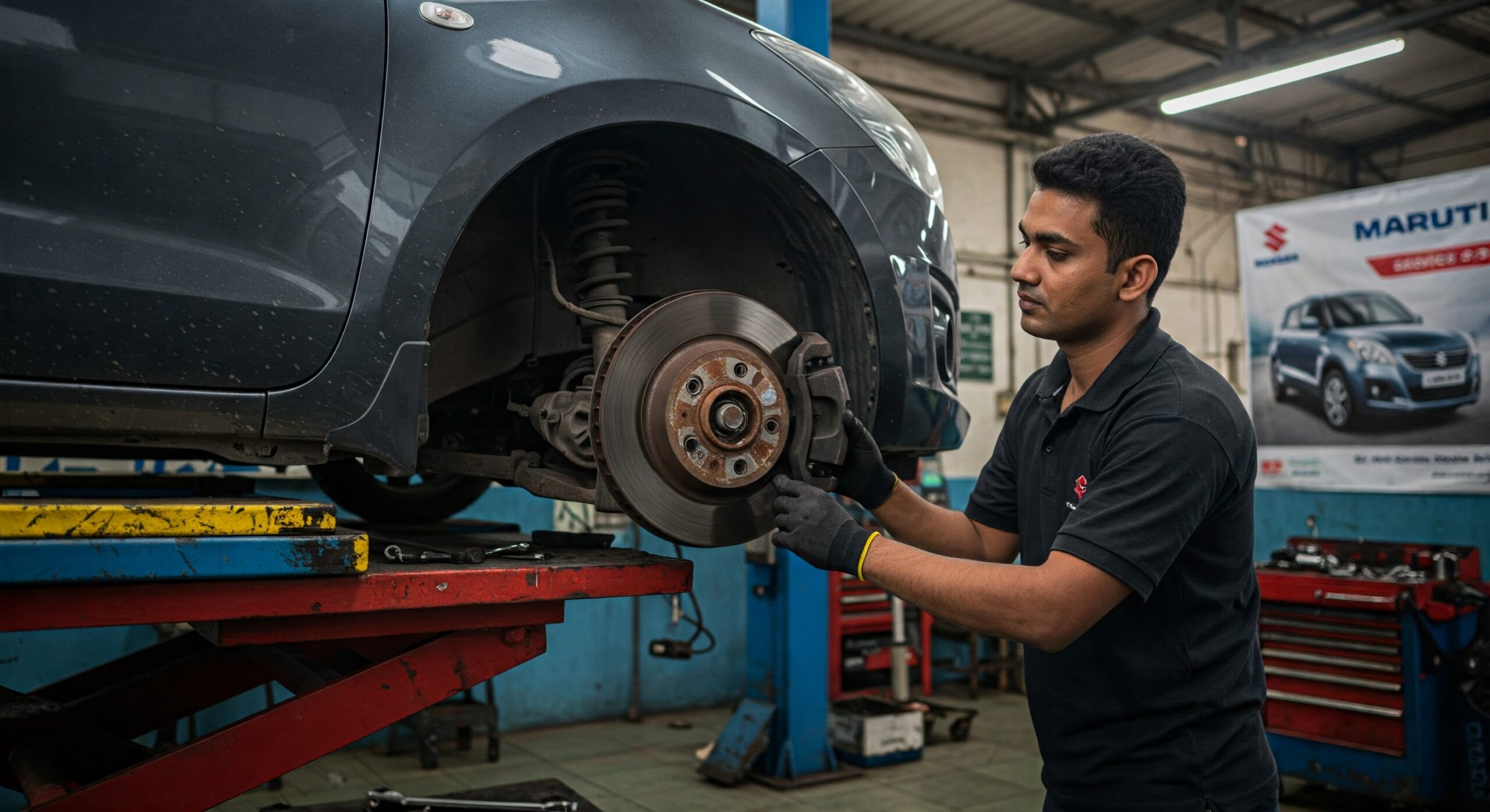 "Maruti Swift brake pads and discs replacement"

